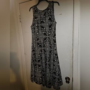 Haani Black and White A-Line Midi Sundress